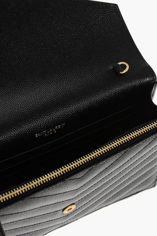 Quilted Grain de Poudre Leather Chain Wallet