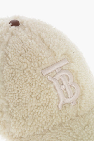 Shearling Baseball Cap with Embroidered Logo