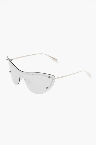 Full-Lense Mirror Sunglasses with Studded Detail
