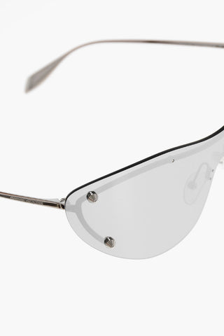 Full-Lense Mirror Sunglasses with Studded Detail