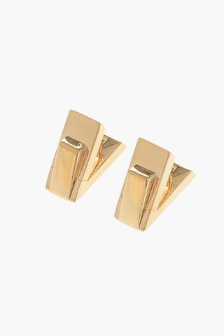Silver V-Shaped Earrings with Gold Finish