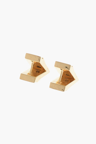 Silver V-Shaped Earrings with Gold Finish