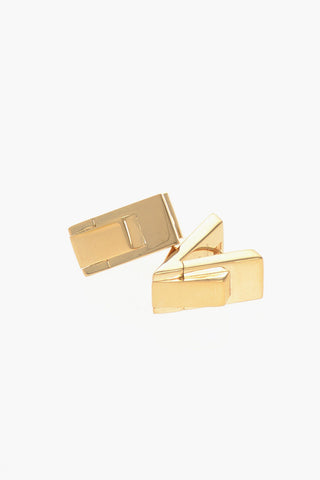 Silver V-Shaped Earrings with Gold Finish