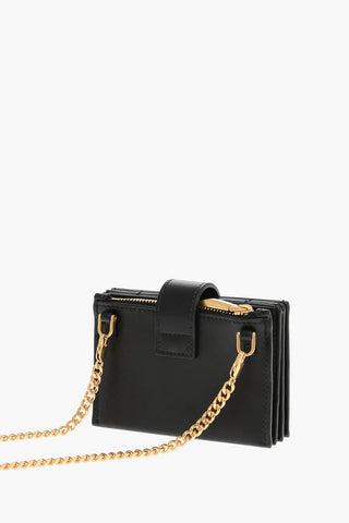 Leather EMBLEM ACCORDION Wallet with Chain
