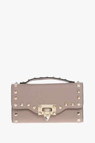 Textured Leather ROCKSTUD Crossbody Wallet