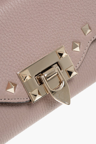 Textured Leather ROCKSTUD Crossbody Wallet