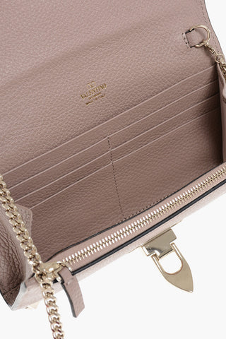 Textured Leather ROCKSTUD Crossbody Wallet
