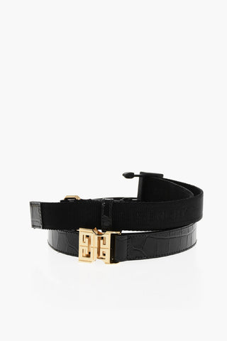 Embossed Leather RELEASE BUCKLE Belt with Crocodile Effect 25mm