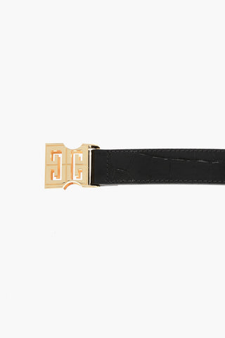 Embossed Leather RELEASE BUCKLE Belt with Crocodile Effect 25mm