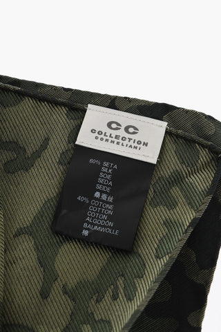 CC COLLECTION Camouflage Motif Silk and Cotton Pocket Square