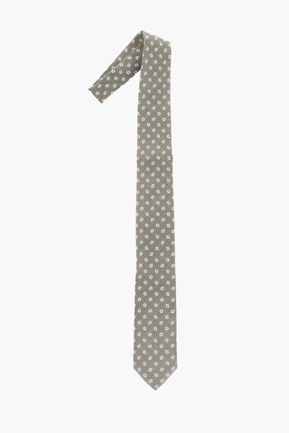 printed silk and flax tie