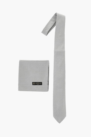 Solid Color Silk Tie with Pocket Square