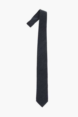 Plain Herringbone Virgin Wool and Silk Tie