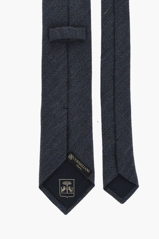 Plain Herringbone Virgin Wool and Silk Tie