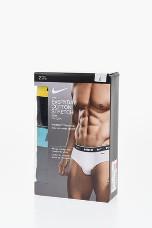 Set of 2 Stretch Cotton Briefs with Logo Elastic Waistband