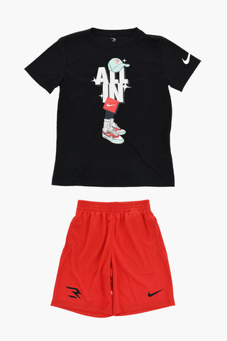 Set Rundhals-T-Shirt GRAFF LOCK UP und Mesh-Shorts