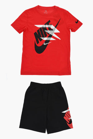3 BRAND Crewneck T-Shirt and Shorts Set with Printed Logo