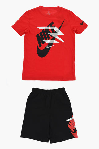 3 BRAND Set T-Shirt Girocollo e Shorts con Logo Stampato