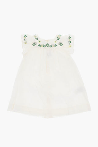 Cotton Dress with Floral Embroideries