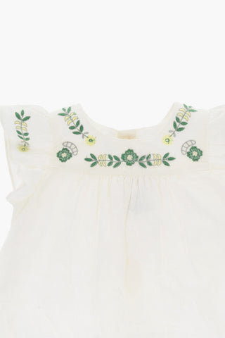 Cotton Dress with Floral Embroideries