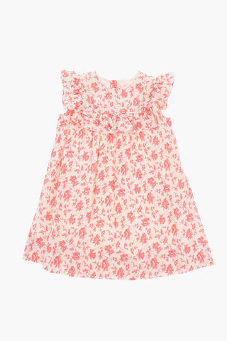 배색 플로럴 프린트 드레스 프릴 장식