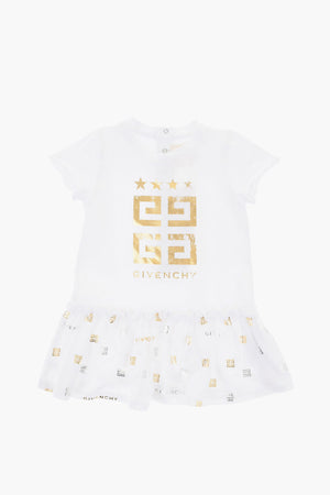 Tee-Kleid aus Stretch-Baumwolle mit Monogramm in Goldoptik
