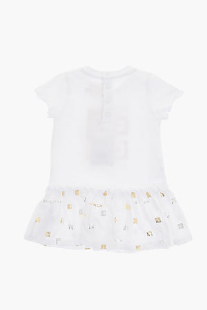 Tee-Kleid aus Stretch-Baumwolle mit Monogramm in Goldoptik