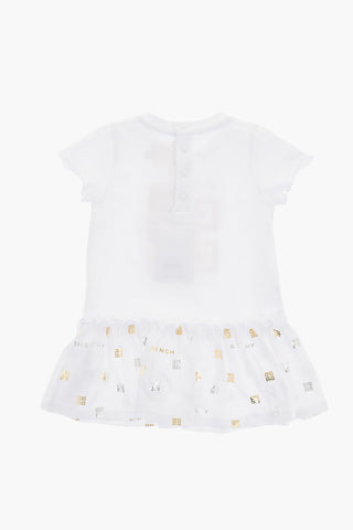 Vestito Tee In Cotone Stretch con Monogram Effetto Dorato