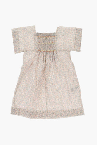 Floral-Print Dress with Front Drape