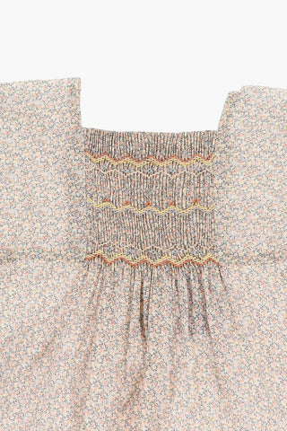 Floral-Print Dress with Front Drape