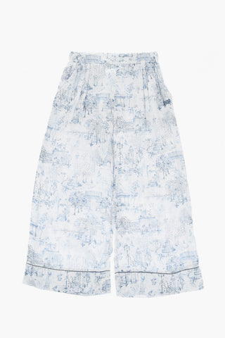 Pantaloni a Doppia Pince in Satin Stampati