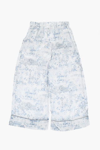 Pantaloni a Doppia Pince in Satin Stampati