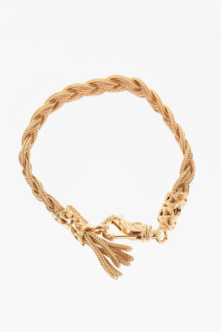 Golden Effect Silver Bracelet with Fringes Detail