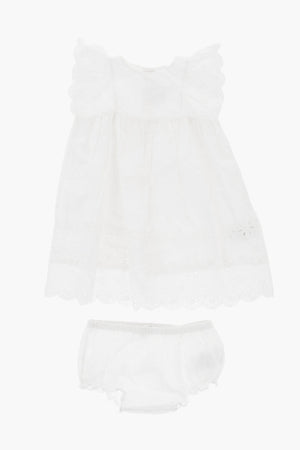Solid-Color Sangallo Dress with Bloomer