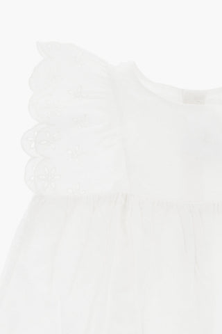 Solid-Color Sangallo Dress with Bloomer