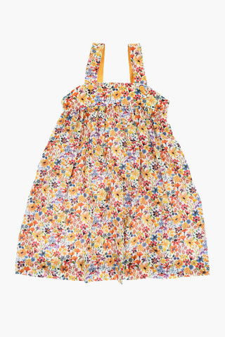 Floral-Motif Cotton Sleeveless Dress