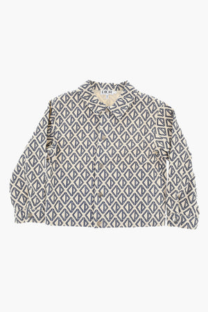 Geometric-Pattern Overshirt with Snap Buttons