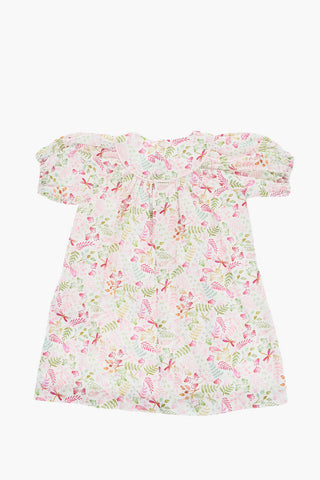 Plant Motif Cotton Flared Dress