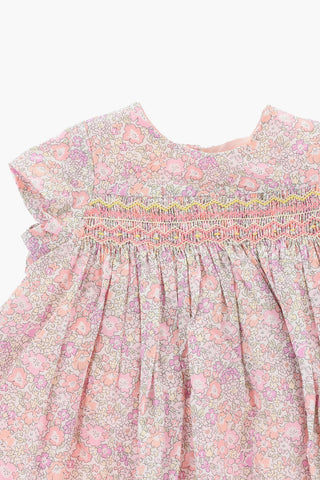 Vestito a Fantasia Floreale con Pieghe