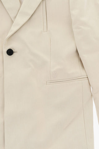 1-Button Cotton Twill Blazer with Side Chest Pocket