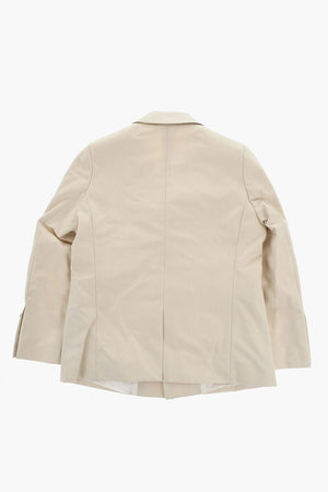 1-Button Cotton Twill Blazer with Side Chest Pocket