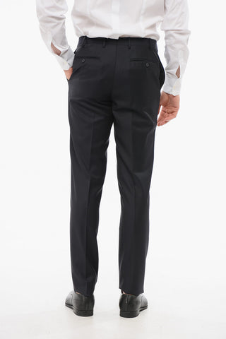 CC COLLECTION Pantaloni in Lana Vergine con Chiusura a Scomparsa