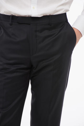 CC COLLECTION Pantaloni in Lana Vergine con Chiusura a Scomparsa