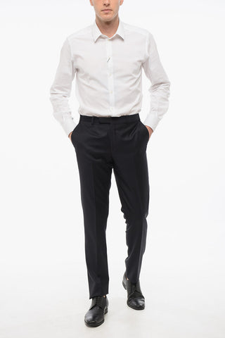 CC COLLECTION Pantaloni in Lana Vergine con Chiusura a Scomparsa