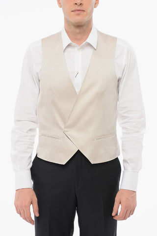 Embroidered Silk Double-Breasted Waistcoat with Besom Pockets