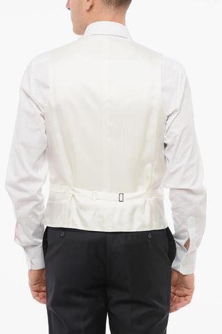 Embroidered Silk Double-Breasted Waistcoat with Besom Pockets