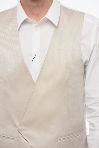 Embroidered Silk Double-Breasted Waistcoat with Besom Pockets