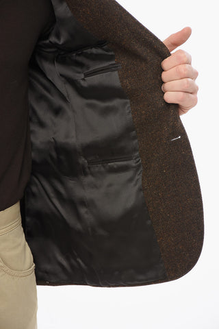 Blazer Monopetto In Lana Con Tasche Ad Aletta