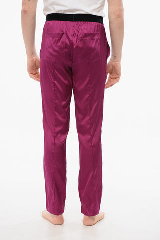 Silk Satin Pijama Pants with Velour Detail