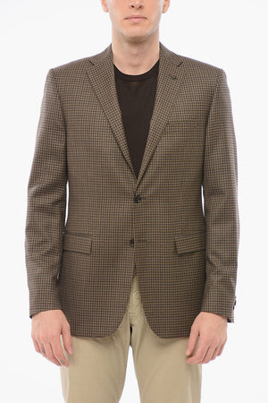 Einreihiger Blazer aus Wolle mit Karomuster und Taschen mit Patte